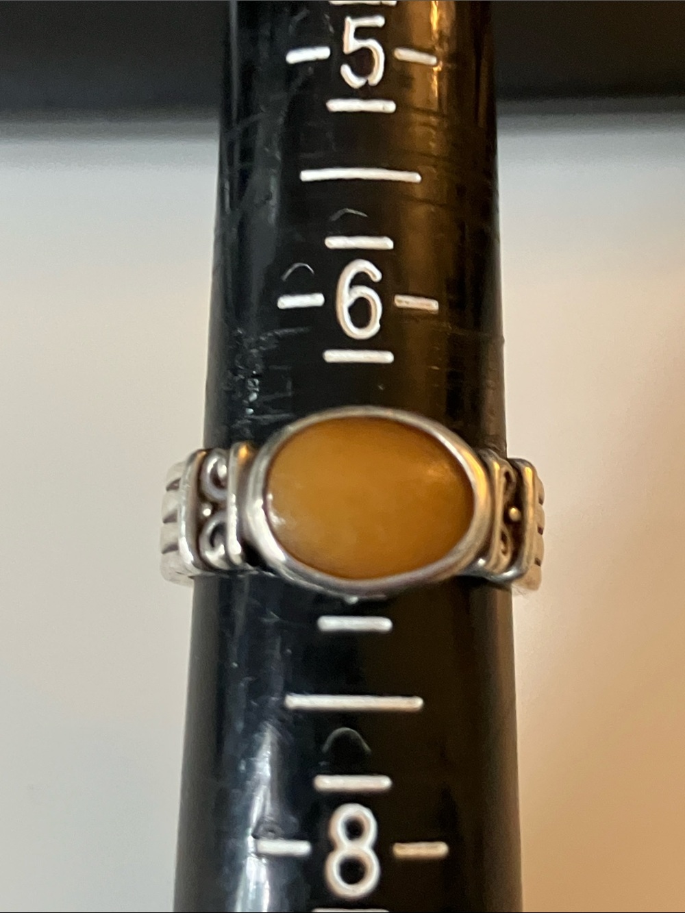 Shube Sterling Silver Ring with Honey Amber Oval Gem